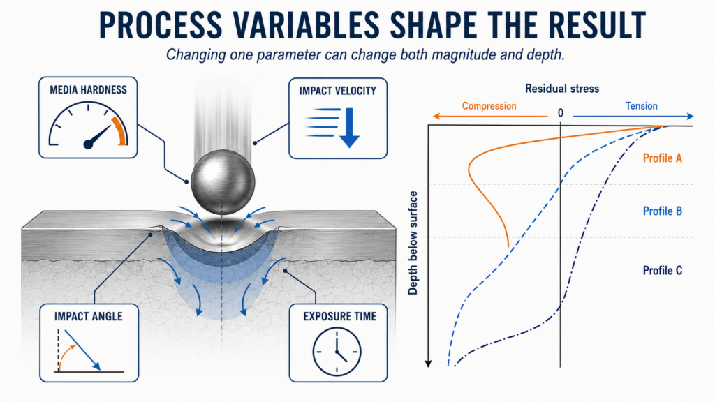 AI generated graphic to illustrate Peening Process Variables